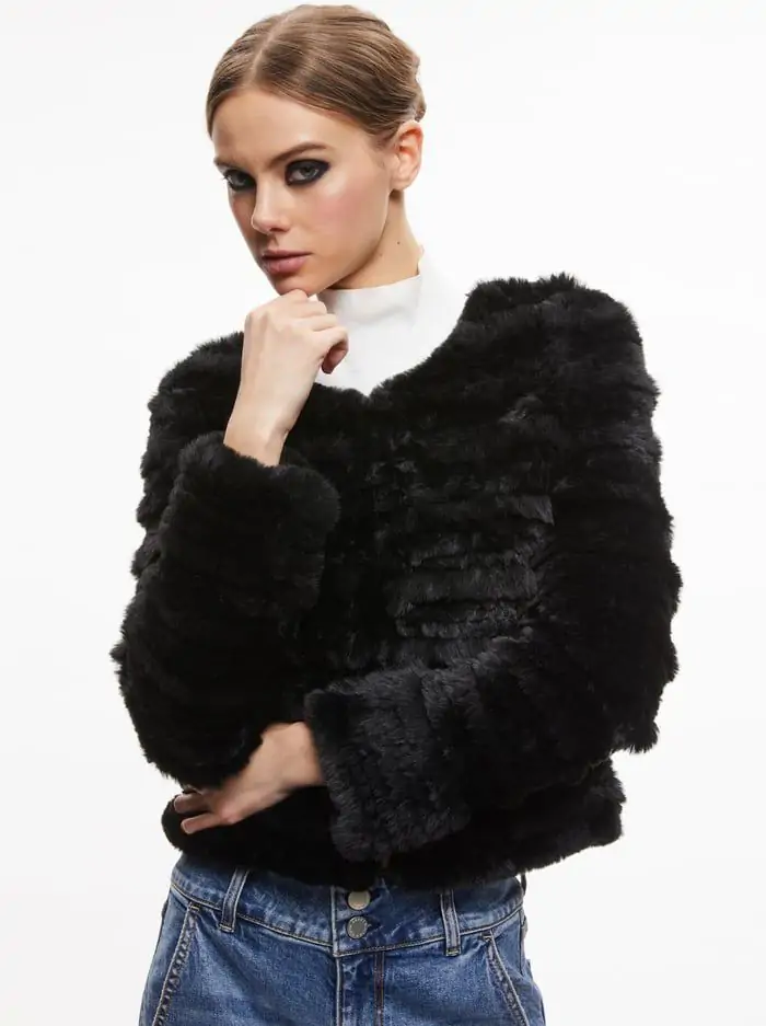 FAWN FAUX FUR TEXTURED JACKET